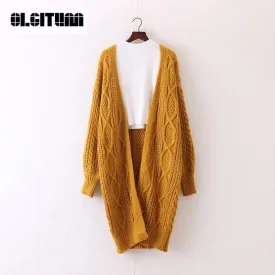 Long Cardigans Autumn Winter Open Stitch Knitting Sweater Cardigans V neck Oversize Cardigan