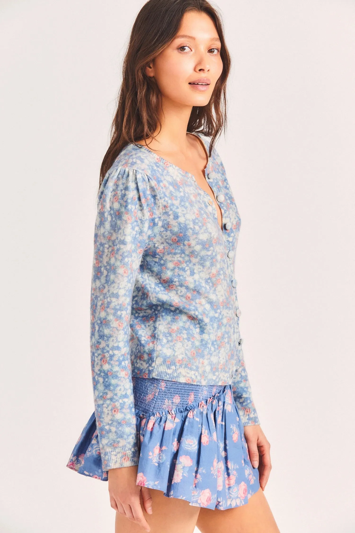 Love Shack Fancy - Simona Cardigan in Serenity Blue