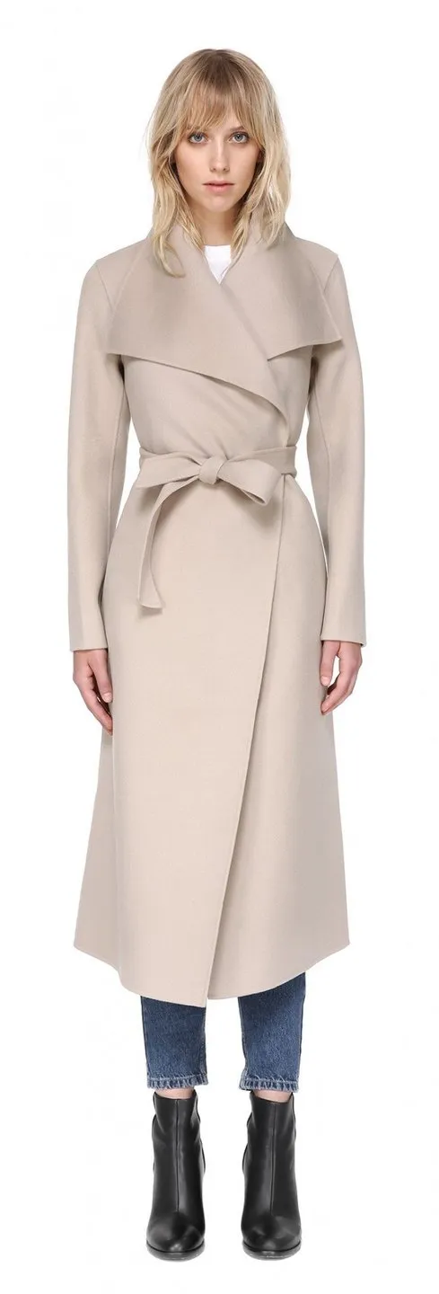 MCK - Mai Long Coat   Belted Waist Sand