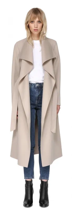 MCK - Mai Long Coat   Belted Waist Sand