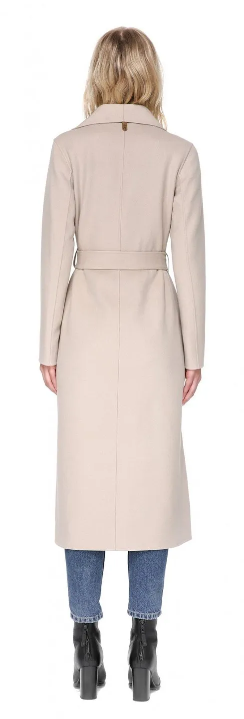 MCK - Mai Long Coat   Belted Waist Sand