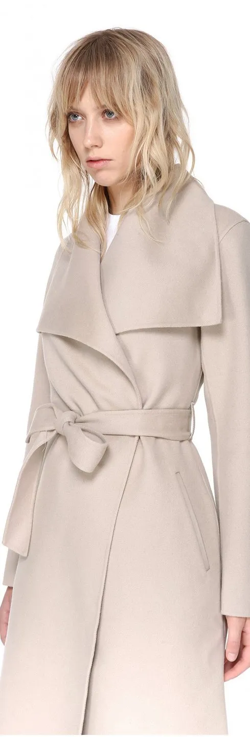 MCK - Mai Long Coat   Belted Waist Sand