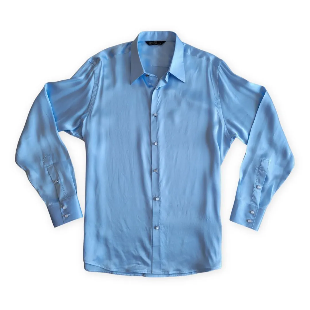 Men's Baby Blue Silk Shirt