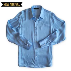 Men's Baby Blue Silk Shirt