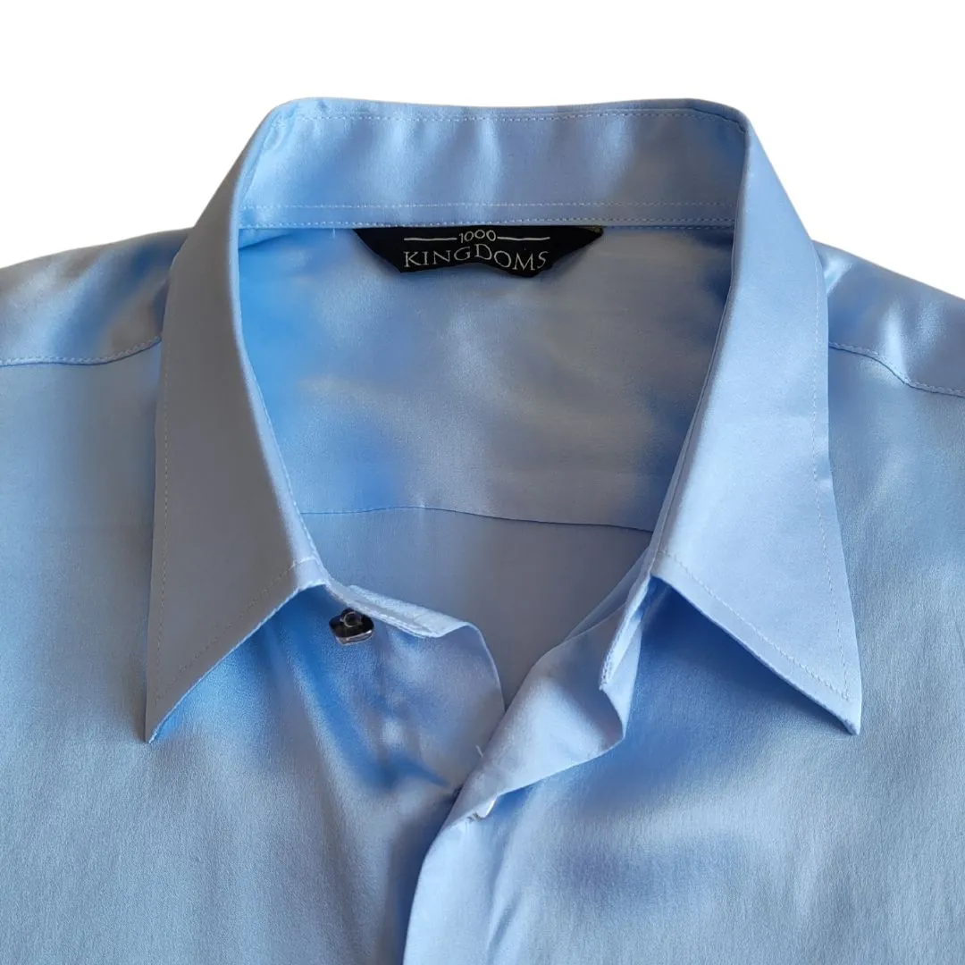 Men's Baby Blue Silk Shirt