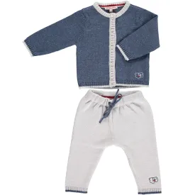 Merino Baby Cardigan & Leggings Set - Denim