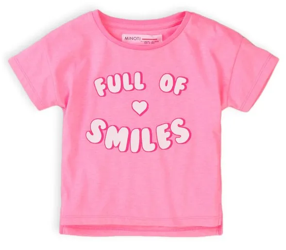 Minoti Girls T-shirt Full of Smiles Fluo Pink (18-24mths)