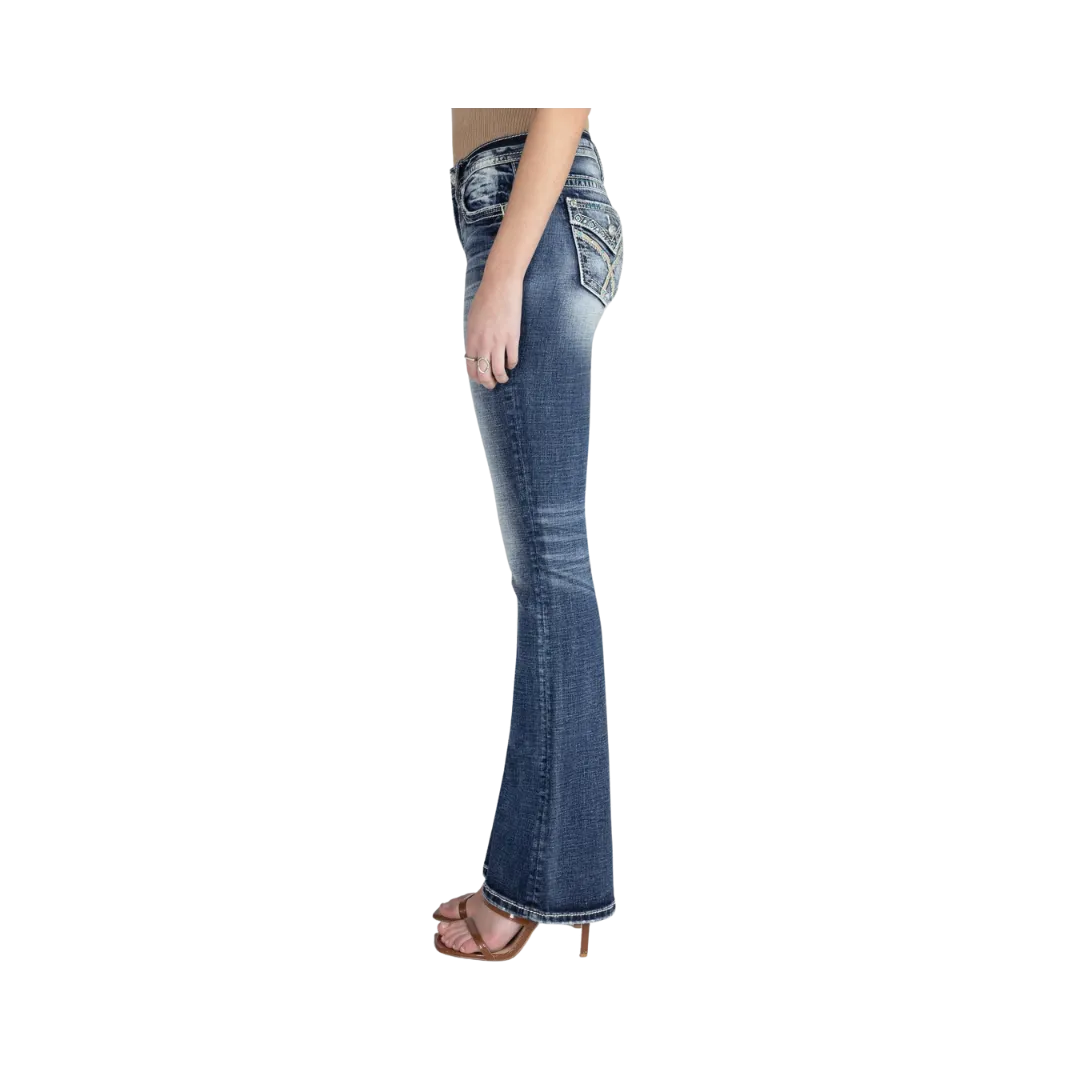 Miss Me Women's Blue Aztec Bootcut Jeans