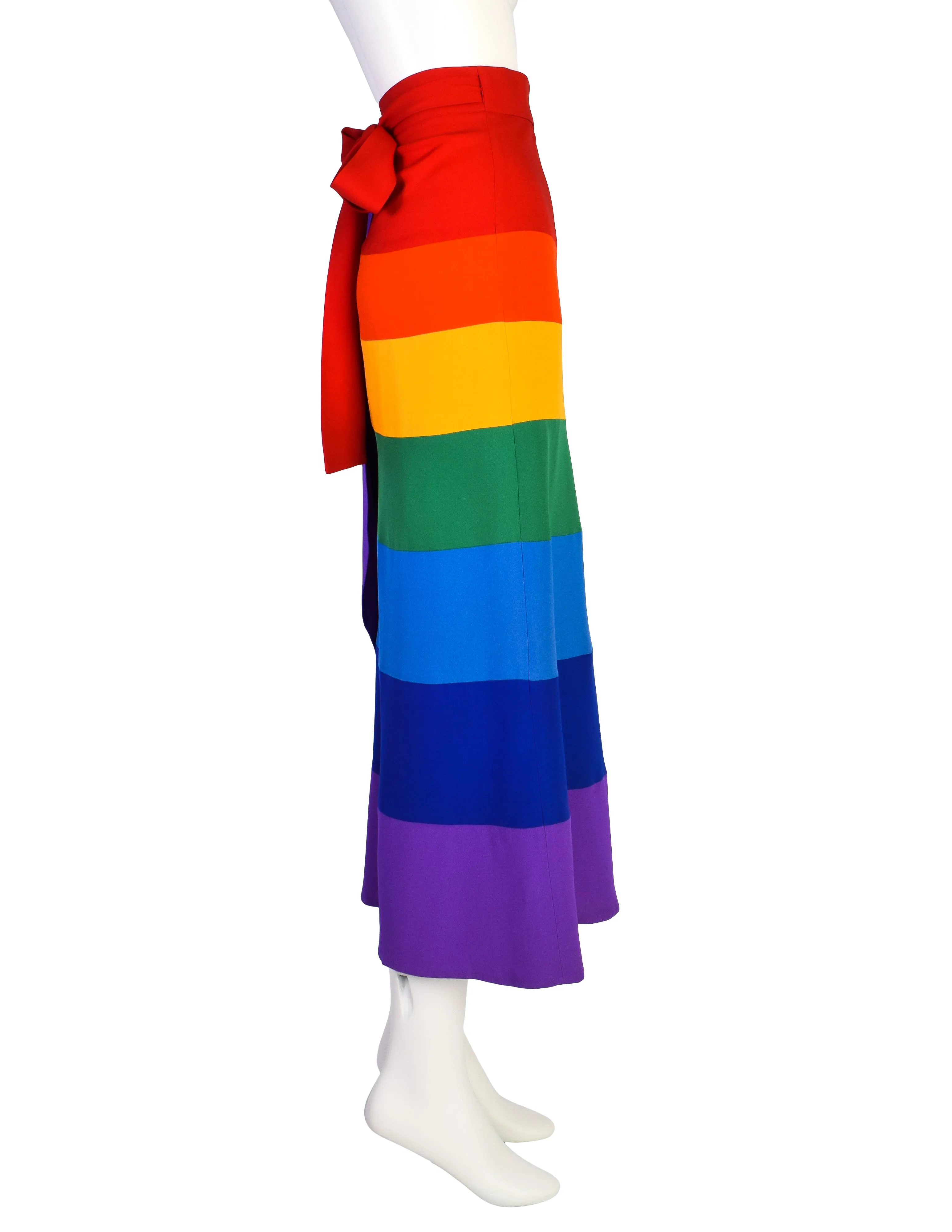 Moschino Vintage SS 1994 Paneled Full Rainbow Maxi Wrap Skirt