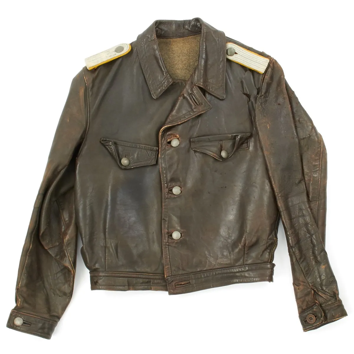 Original German WWII Luftwaffe Fighter Pilot Lieutenant Leather Flight Jacket