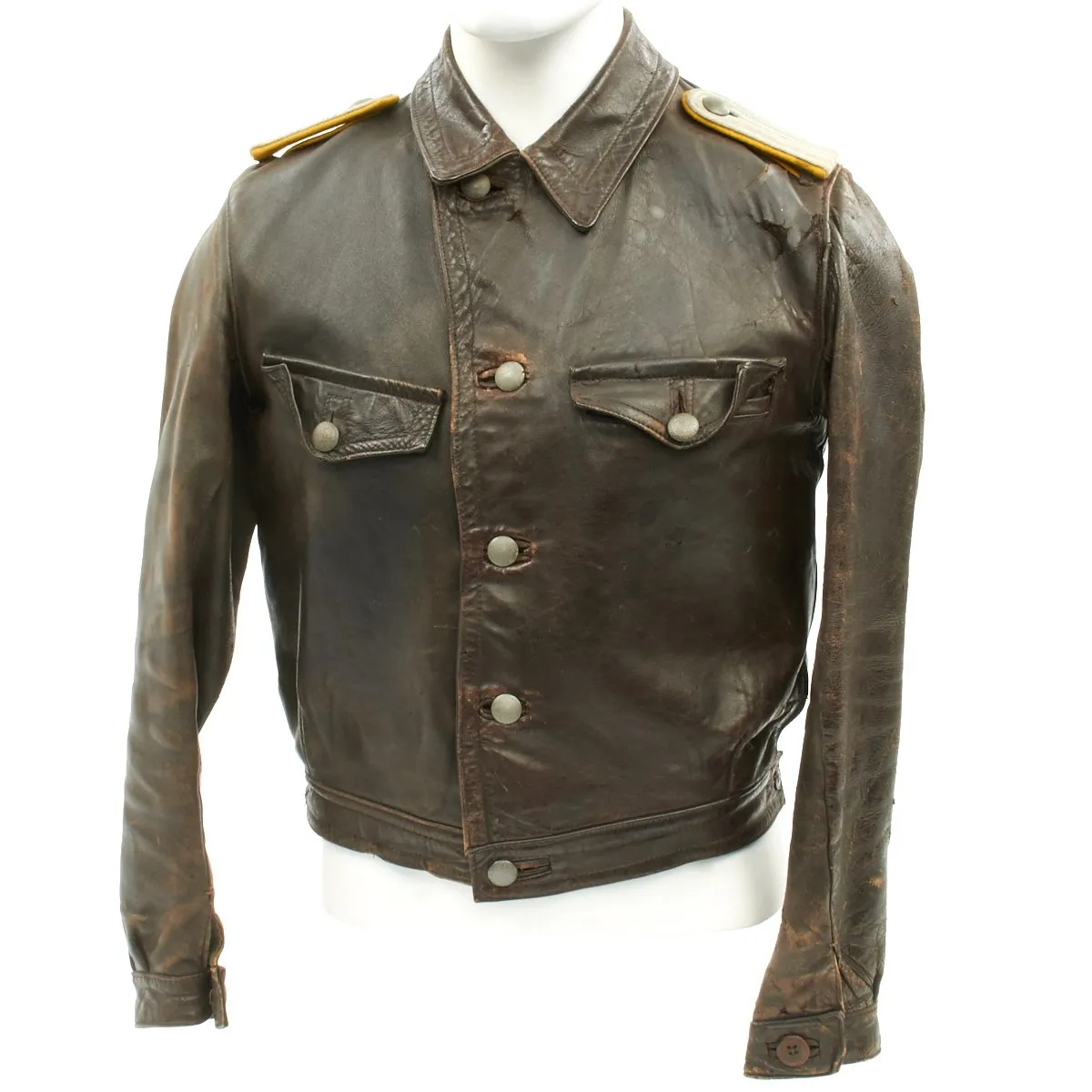 Original German WWII Luftwaffe Fighter Pilot Lieutenant Leather Flight Jacket