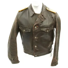 Original German WWII Luftwaffe Fighter Pilot Lieutenant Leather Flight Jacket