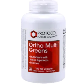 Ortho Multi Greens Iron-Free 180 vcaps by Protocol For Life Balance