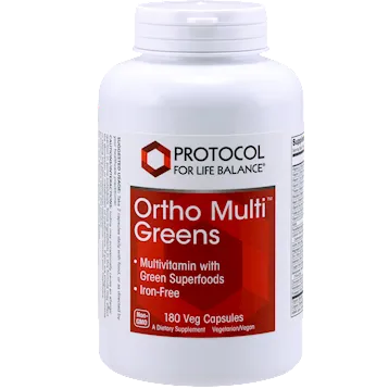 Ortho Multi Greens Iron-Free 180 vcaps by Protocol For Life Balance