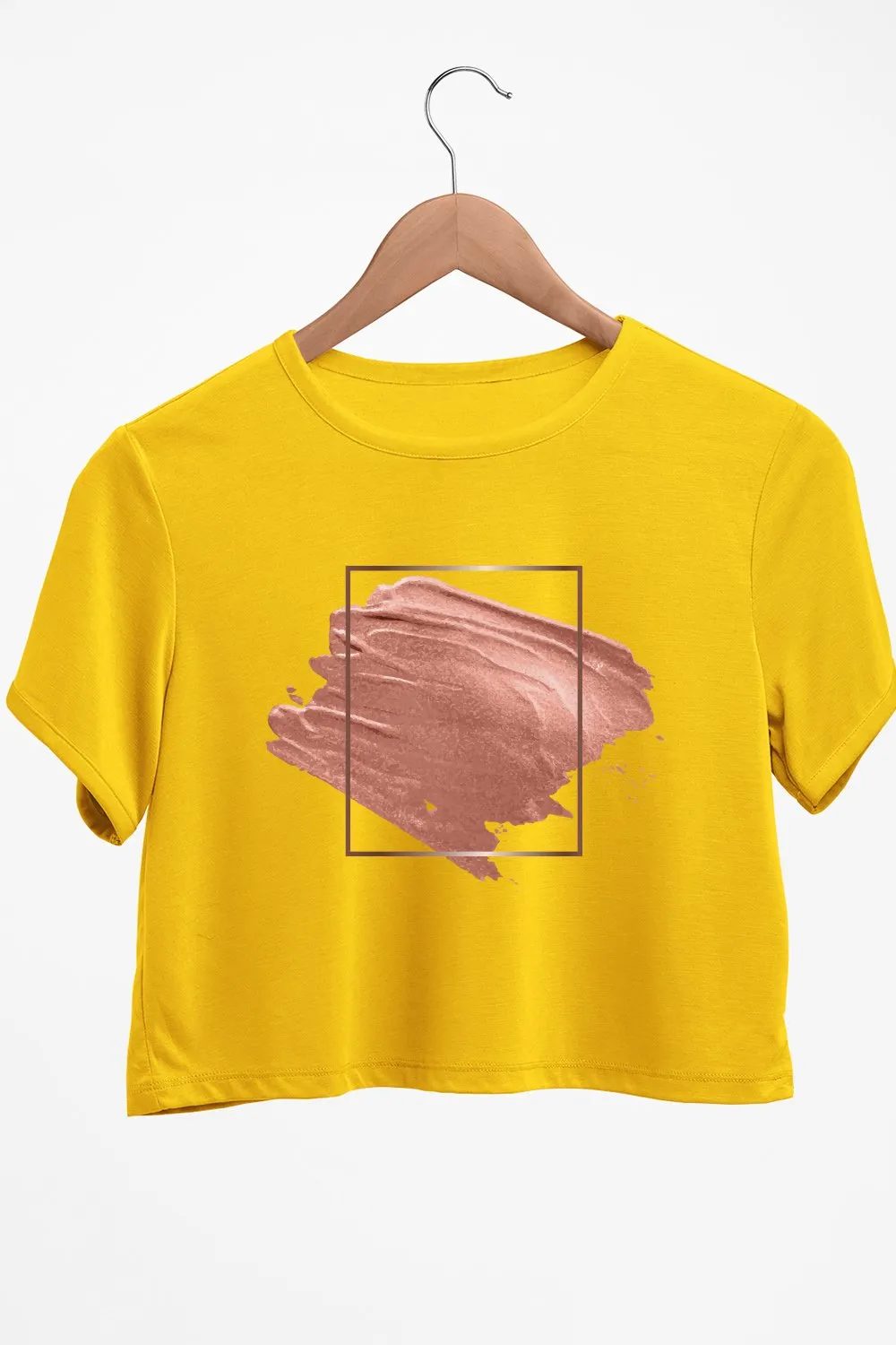 Paint Strokes Graphic Printed Yellow Crop Top