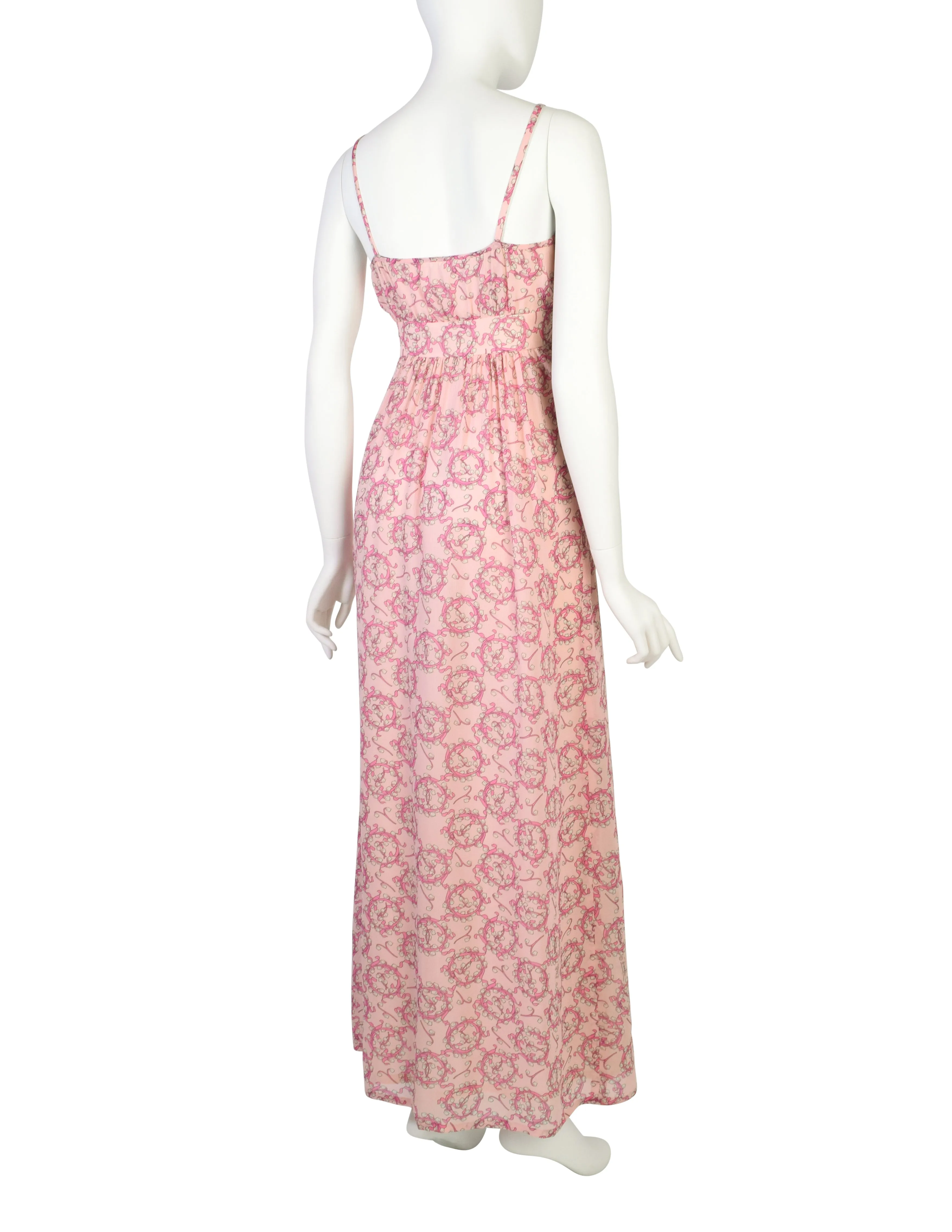 Pucci Vintage 1960s Baby Pink Lilly of the Valley Floral Print Silk Slip Dress and Jacket Ensemble Set