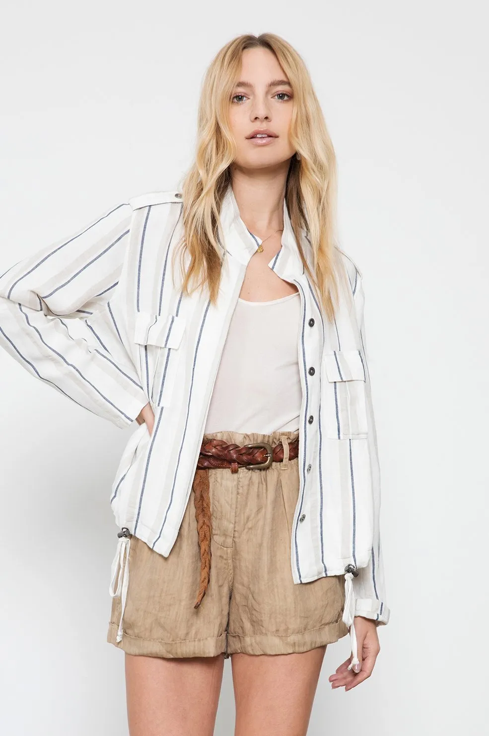 RAILS - Rowen Lightweight Linen Jacket in Coco Stripe