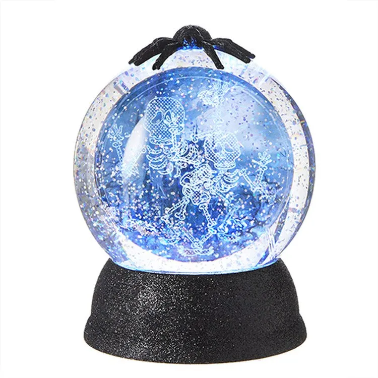 Raz Imports 2022 6.25" Halloween Skeleton Water Swirling Glitter Globe