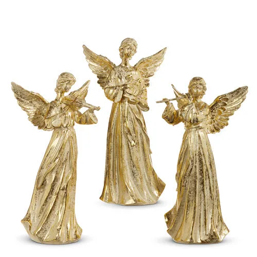 Raz Imports 2023 Bon Noel 14" Gold Angel With Instrument, Asst of 3