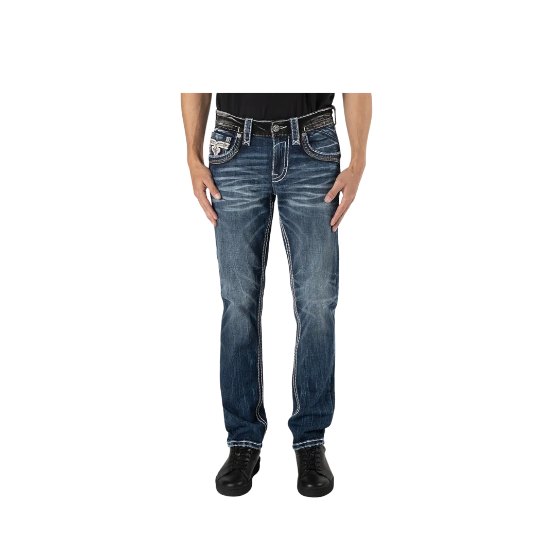 Rock Revival Men's Jared A200r Alt Straight Cut Dark Blue Jean