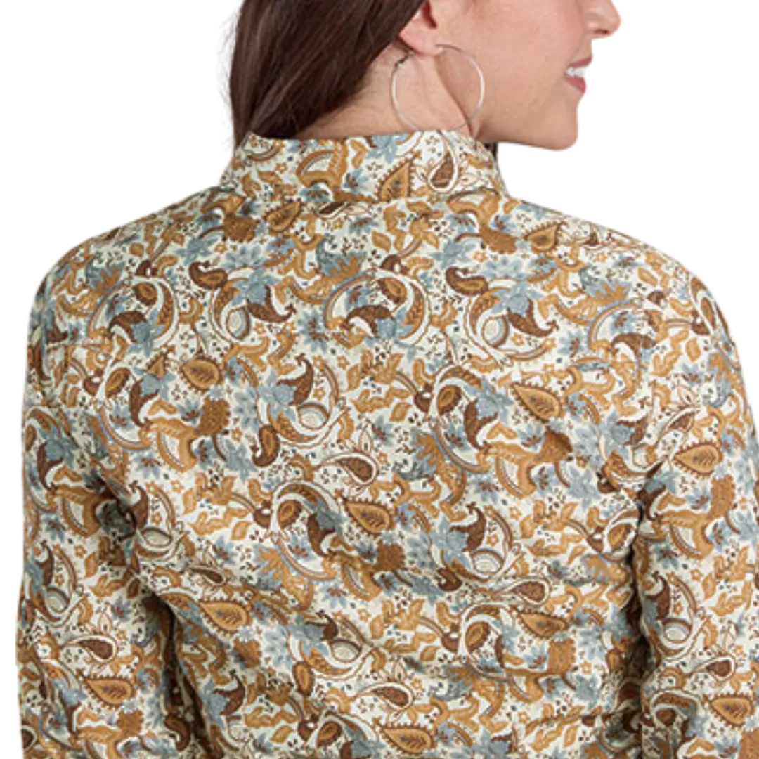 Roper Women's Slade Paisley Print Brown Shirt