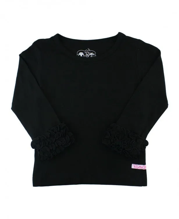 RuffleButts ~ Black Ruffled Long Sleeve Layering Tee