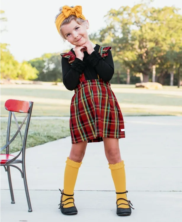 RuffleButts ~ Black Ruffled Long Sleeve Layering Tee