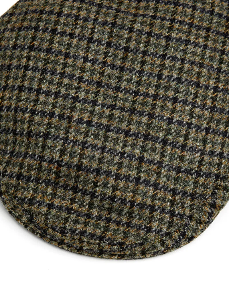 Sea Green Gun Check Wool Flat Cap