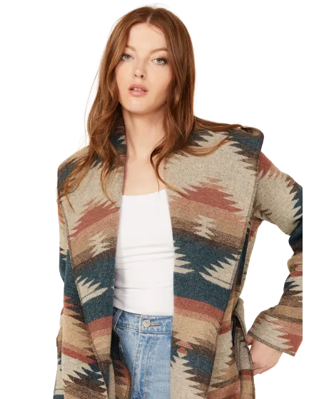 Sidran Women's Southwestern Print Hooded Wrap Jacket