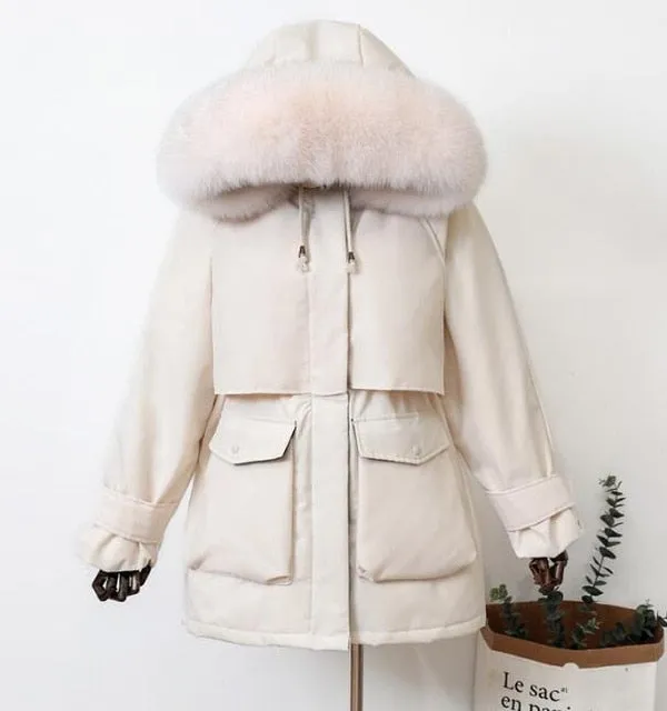 Trendy Faux Fur  Large Hooded Coat