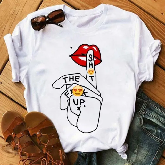 Trendy Love Lips Casual T-Shirts Tees