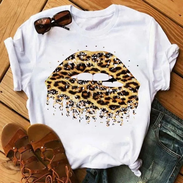 Trendy Love Lips Casual T-Shirts Tees