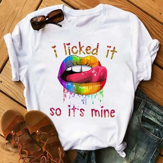 Trendy Love Lips Casual T-Shirts Tees