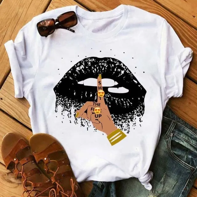 Trendy Love Lips Casual T-Shirts Tees