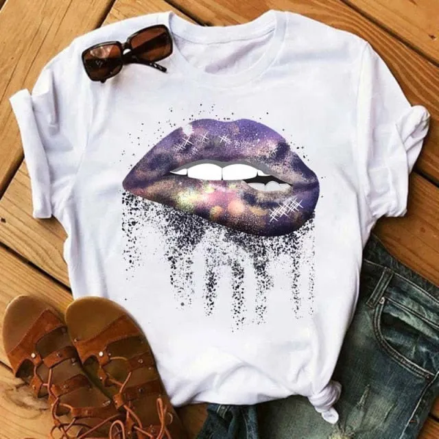 Trendy Love Lips Casual T-Shirts Tees