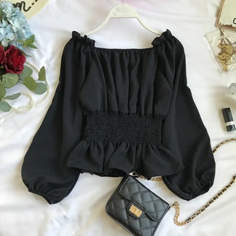 Trendy Ruffle Tunic Chiffon Blouse