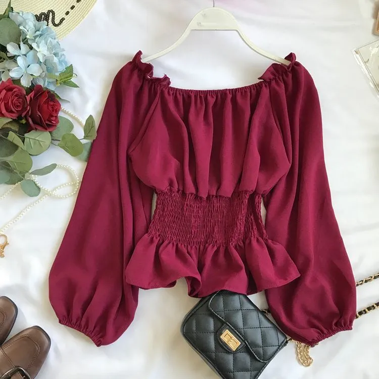 Trendy Ruffle Tunic Chiffon Blouse