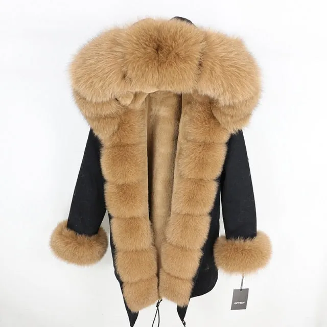 Trendy Winter Fox Fur Collar Coat