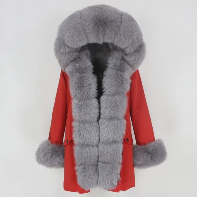 Trendy Winter Fox Fur Collar Coat