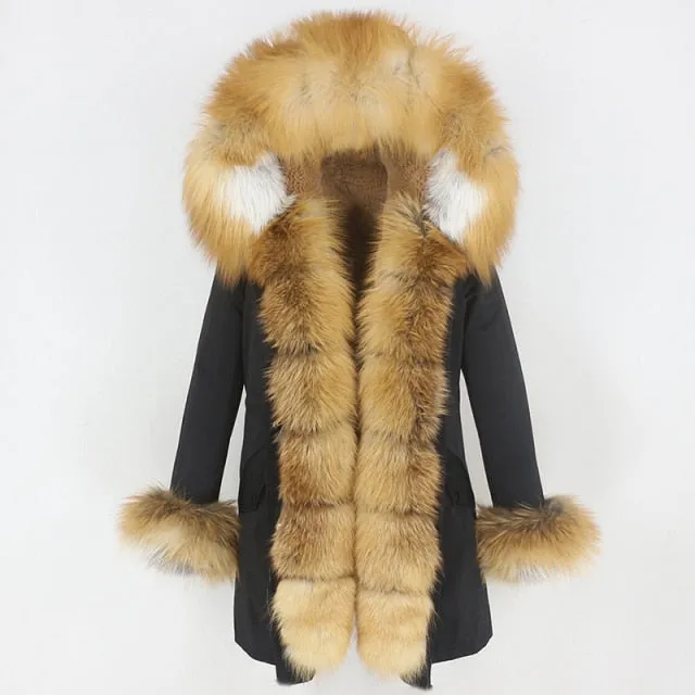 Trendy Winter Fox Fur Collar Coat