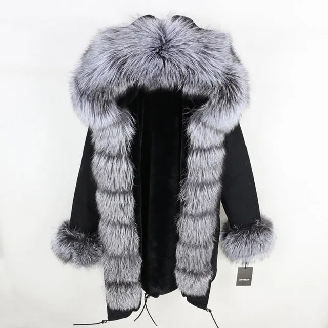 Trendy Winter Fox Fur Collar Coat