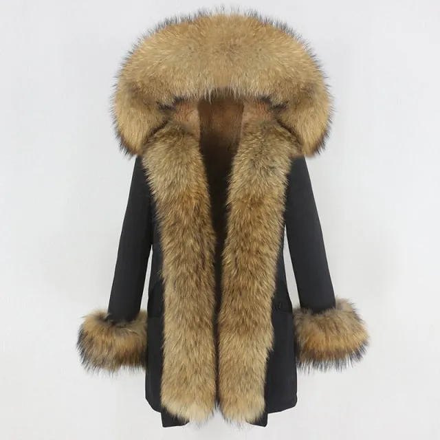 Trendy Winter Fox Fur Collar Coat