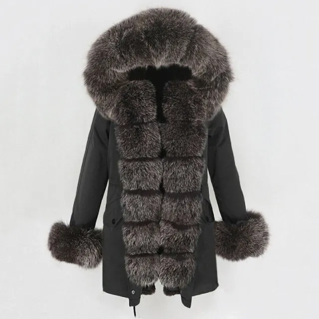 Trendy Winter Fox Fur Collar Coat