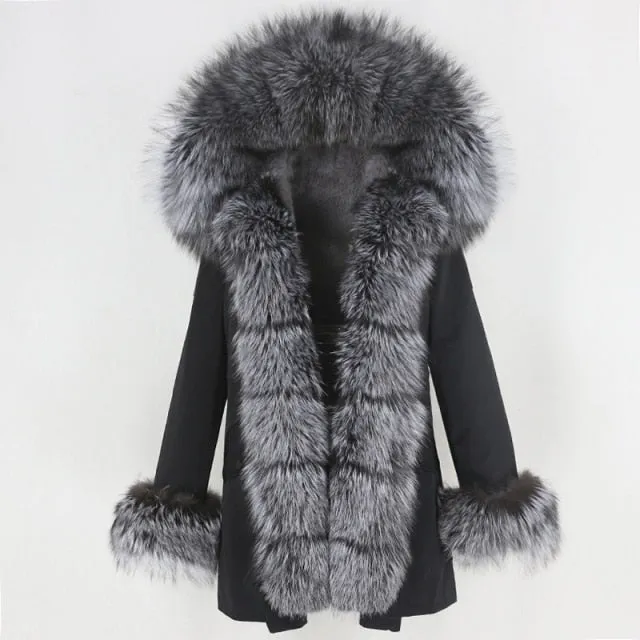 Trendy Winter Fox Fur Collar Coat