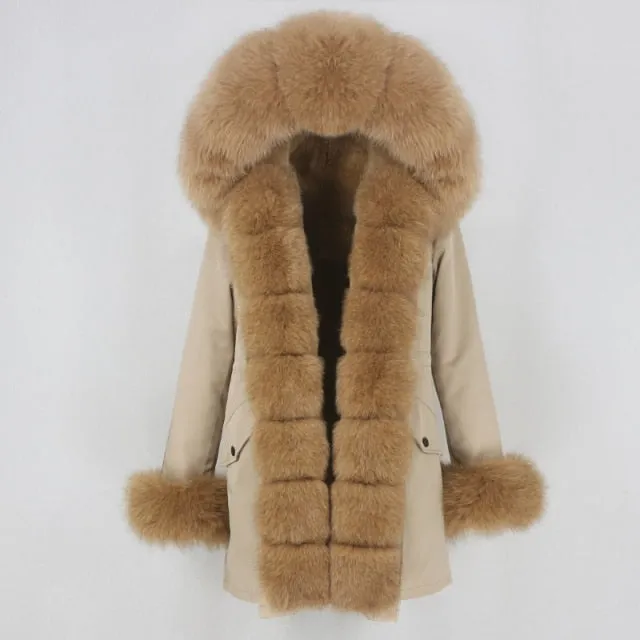 Trendy Winter Fox Fur Collar Coat