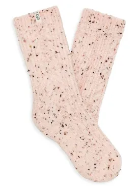 WOMEN'S UGG RADELL CABLE CREW KNIT SOCK | PINK ICE SPECKLED