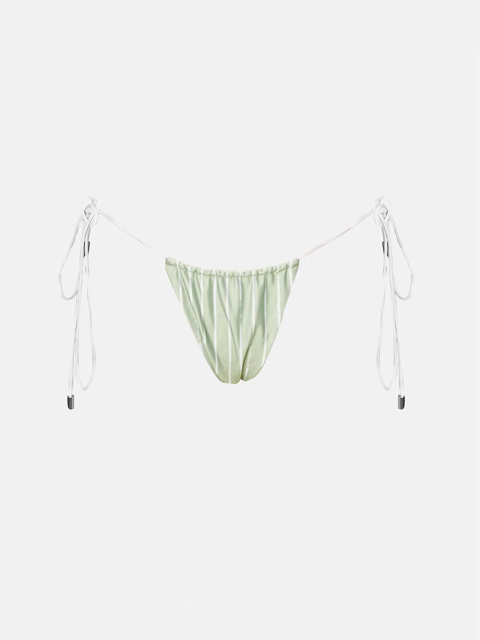 Woods Bikini Bottoms Green/White Pinstripe