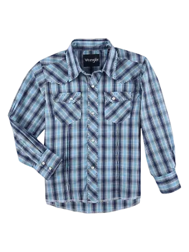 Wrangler Boy's Long Sleeve Fashion Western Snap Plaid Shirt