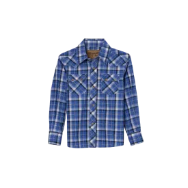 Wrangler Boy's Retro Snap  Blue Shirt