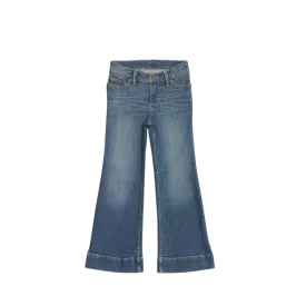 Wrangler Kid's Lindsey Mid Rise Retro Trouser Leg Medium Wash Jeans